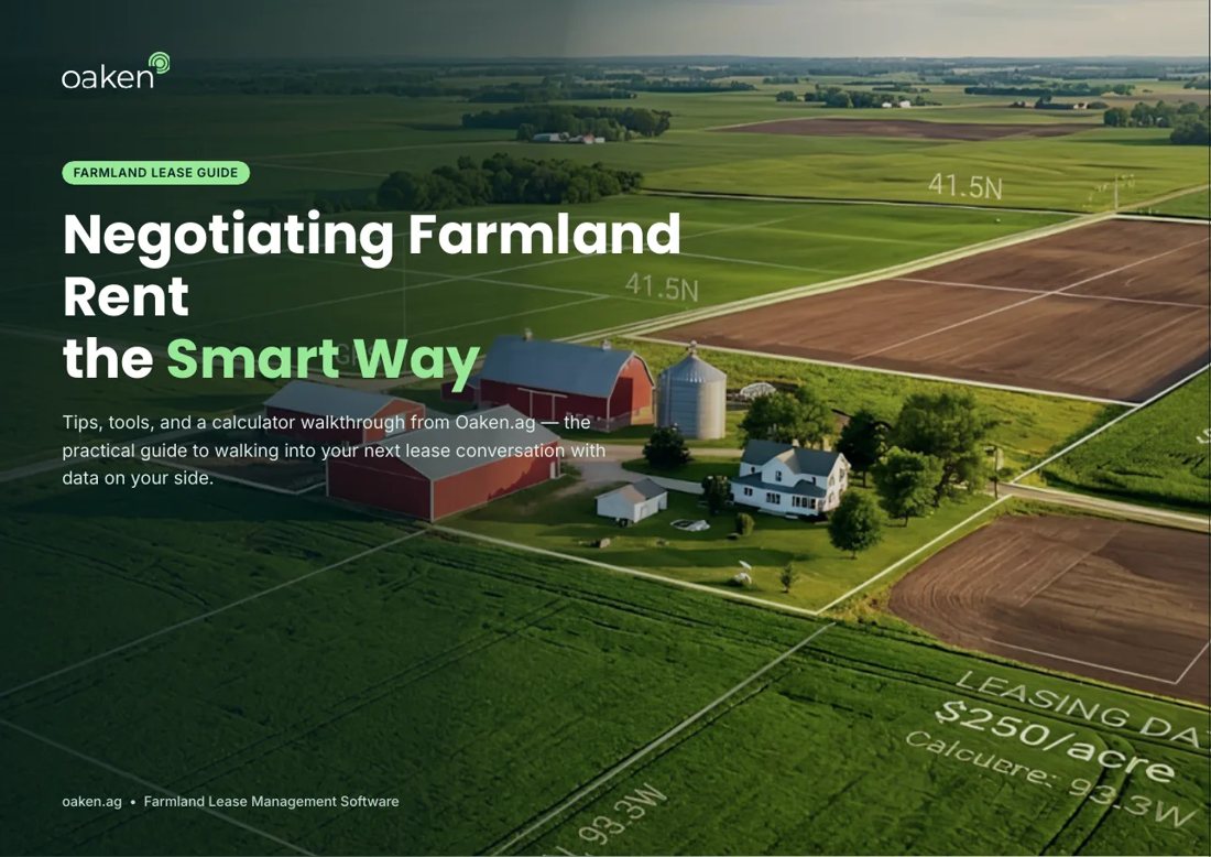 Cover of Oaken's guide, Negotiating Farmland Rent the Smart Way